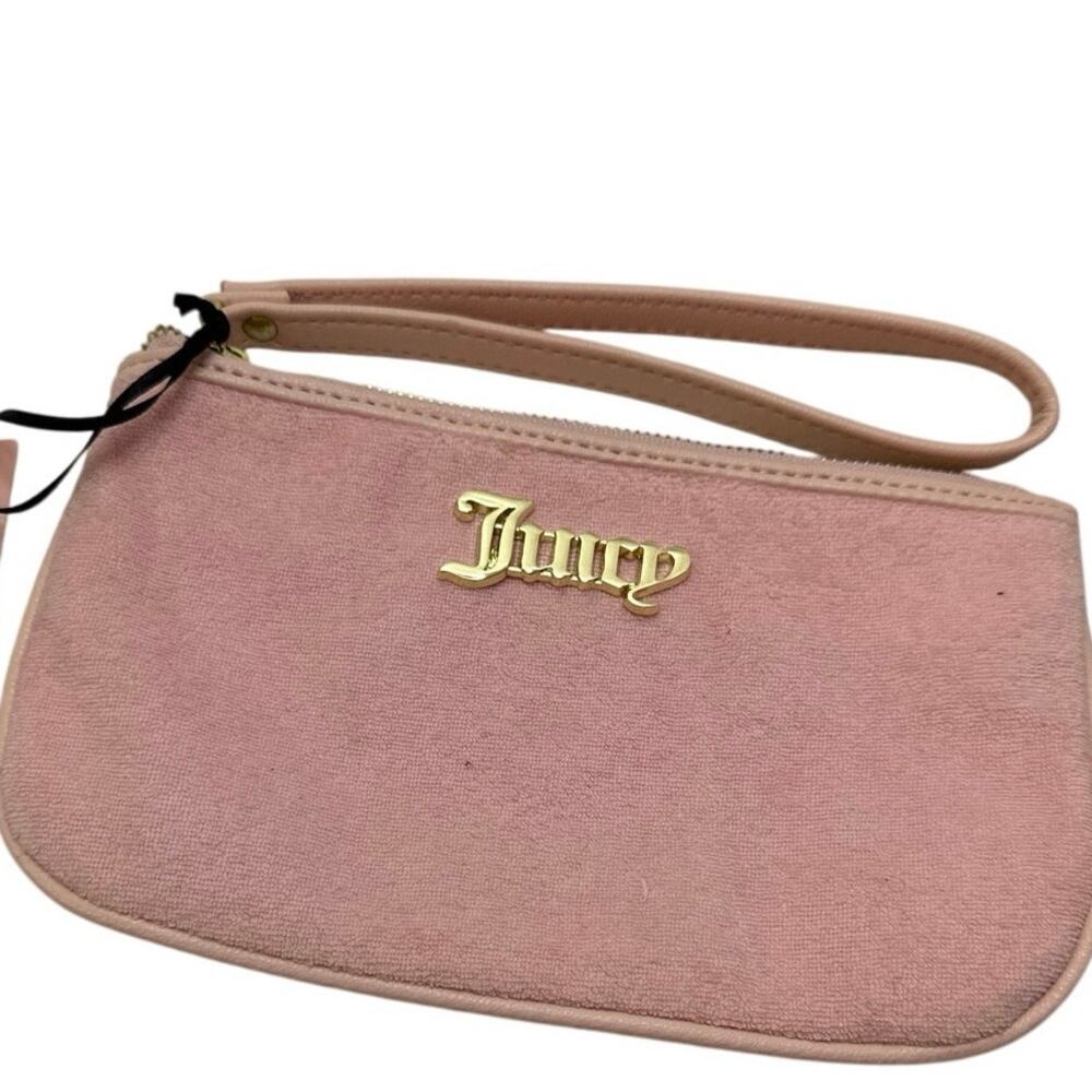 Juicy Couture Terry Cloth Wristlet & Faux Leather Color Macroon NWT $45.00